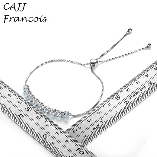 CAJJ Francois 1.46 carat aquamarine bracelet 925 silver gift for personal wear simple natural colored gemstone aquamarine bracelet