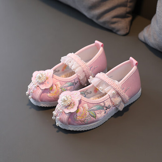 Si Yangs neuer Stil der gestickten Schuhe von Mädchen für die alten Kostümschuhe von Kindern für ethnische Stilbabys handgefertigte Stoffschuhe für Hanfu -Schuhe Performance Schuhe L05 Weiß 30 / Innere Länge 18,5 cm