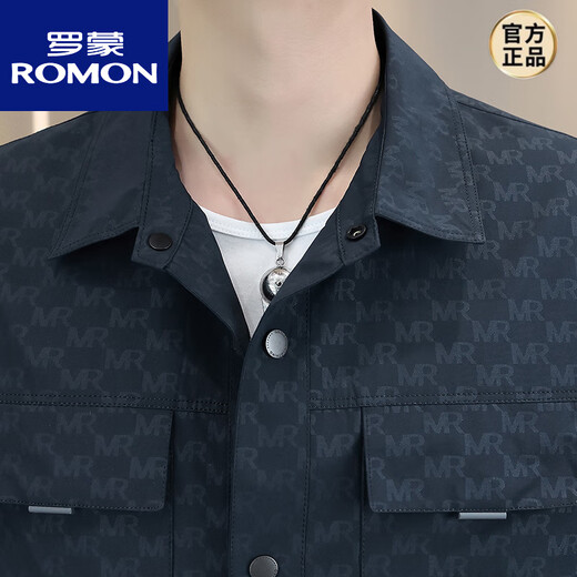 罗蒙（ROMON）秋冬季男士外套春秋男款高端翻领夹克加厚休闲潮流帅气青年上衣服 695灰色 L