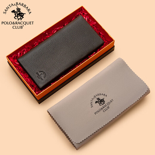 Polo/Racquetclub Offizielle Herren -Brieftasche Langes Leder -Brieftasche weiche Cowhide -Anzug -Ticket mit mehreren Karten Brieftasche Chinesischer Valentinstag Brown [Theke Geschenkbox]