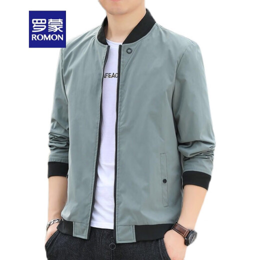 Romon 2025 Chaqueta de primavera y otoño Autumn Men's Men's Baseball Baseball Cuallybreak Breakbreaker Corto Style con una guapo chaqueta para hombres 686 Chaqueta [verde] M [recomendado 80-95 Jin [Jin equivale a unos 0.5 kg]]]