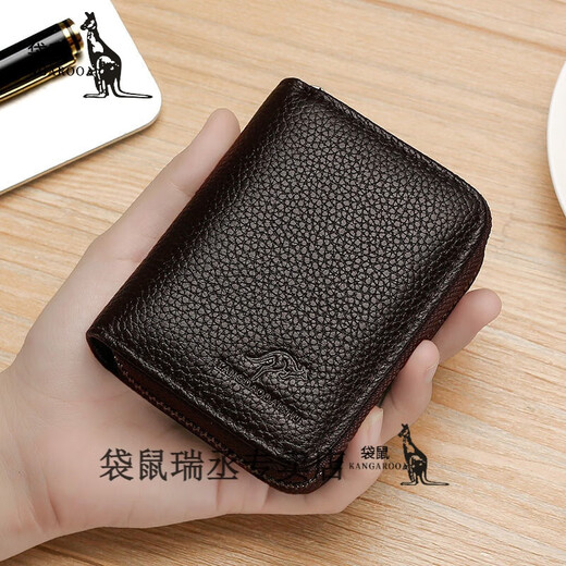 Bolsa de tarjeta de cuero genuina de canguro para los hombres Certificado de tarjeta multi-tarjetas antidemagnetización Anti-thtt Clip Licencia de conducir de gran capacidad Caja de tarjeta de conducir pequeña Integrada Posición de 20 tarjetas JD
