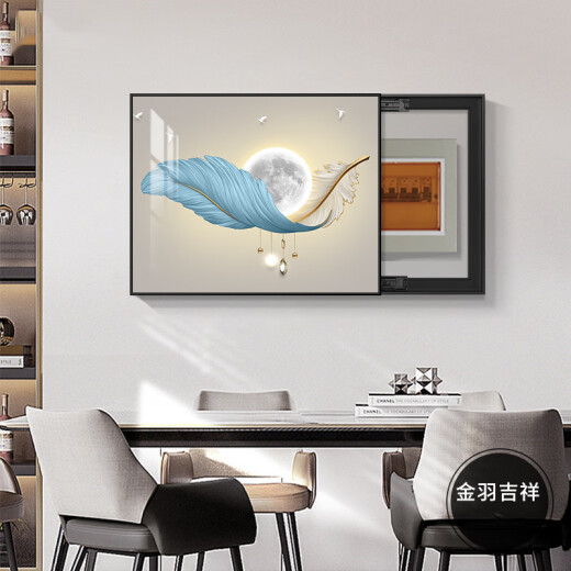 Pintura de decoración de caja de medidor personalizado Caja de distribución de sala de estar Simple Modern Pintura colgante sin perforación Caja de tapa del interruptor principal del interruptor principal K12189 60*45 (Bloqueo de 50*35 cm) Empuje izquierdo y tirar de marco negro