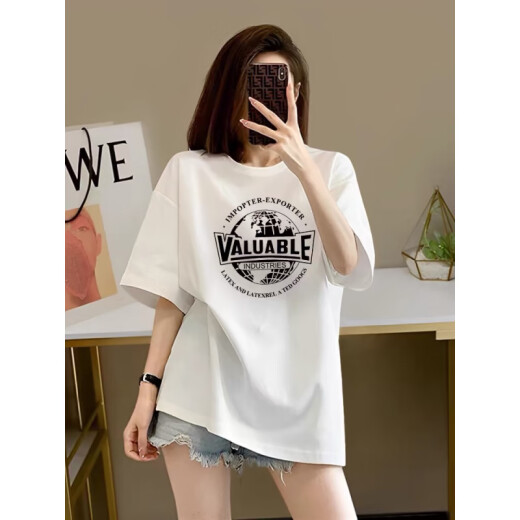 Con la versión coreana pura de la camiseta de algodón puro de algodón puro de algodón puro para mujeres 2025 Nuevo verano de gran tamaño de hombro delgado a media manga tostada 1049# gris oscuro [algodón puro] XL [recomendado 135-155Jin [Jin equivale a 0.5 kg]]]
