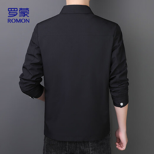 ROMON jacket men's spring and autumn business casual lapel top fashion cadre executive jacket men's clothing MK73 black 2X