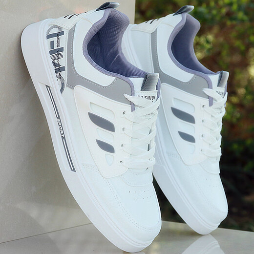 Chaussures pour hommes, printemps et automne 2025 Nouveaux chaussures blanches en cuir, Chaussures décontractées sportives polyvalentes à la mode 9910 Modèle phare blanc et noir 41