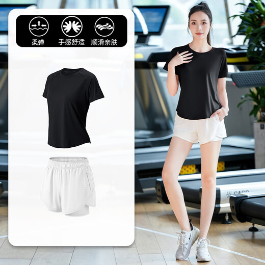 啄木鸟（TUCANO）跑步运动套装女夏季薄款健身服瑜伽服专业高端短袖短裤速干套装 紫色两件套(紫) M
