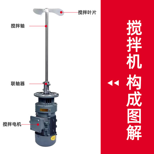 XMSJ液体加药搅拌机污水处理立式减速机电机加药桶工业电动搅拌器 BLD14380V-11KW+搅拌轴+桨叶