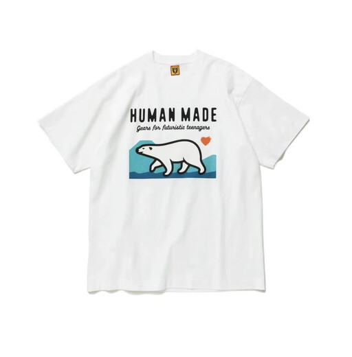 Customized Spot Humanmade Japaner Sommer Schwergewichtiges Bambus Gelenkbärte Polarbär gedruckt kurzärmelig T-Shirt Japanisch Kurzes T-Shirt Weiß 3882 L 1