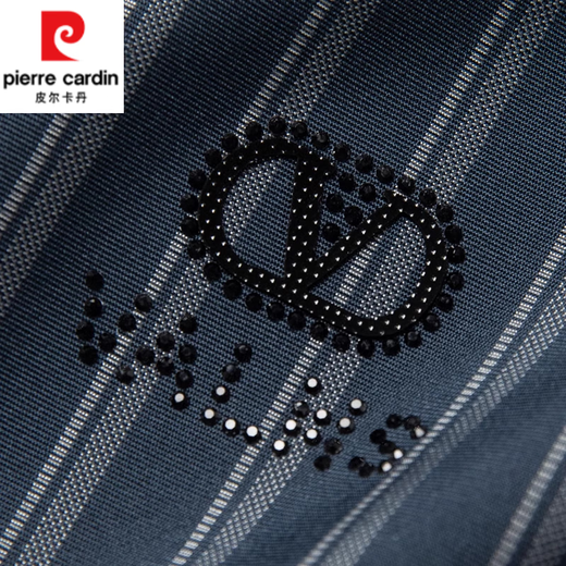 皮尔卡丹（pierre cardin）长袖衬衫男条纹桑蚕丝新款春秋中年商务休闲大码免烫衬衣T恤上衣 9928黑色【长】 L 170建议120-135斤