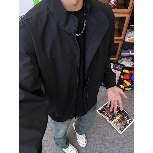 POUMvintage美式教练夹克男秋冬款潮牌棒球服男底特律廓形立领外套男 CLH-Y6629杏色 XL
