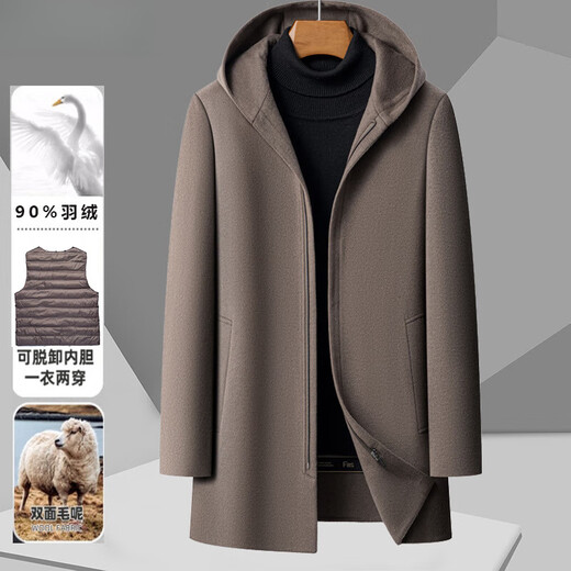 DK High-End-Herrenhäuser-Wollmantel Herren Winter mit mittlerer Länge doppelseitiger Wollwehrtermine verdickte Liner Wollmantel Schwarz XL 180
