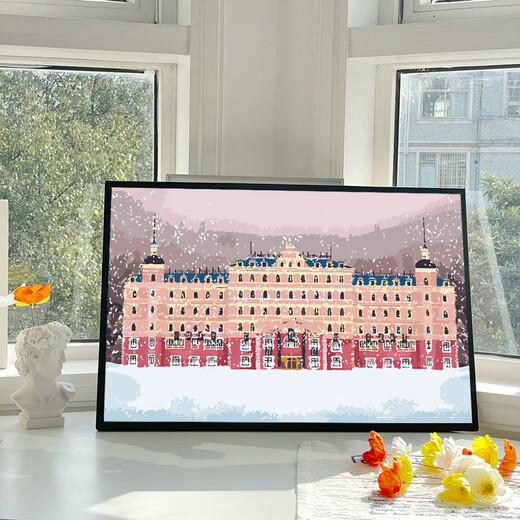 Budapest Hotel Digital Oil Painting Diy Filling Color Hand-painting Architectural Oil Painting Decorative Painting qx1592 30*40cm Thick solid wood inner frame Highlight pigment+