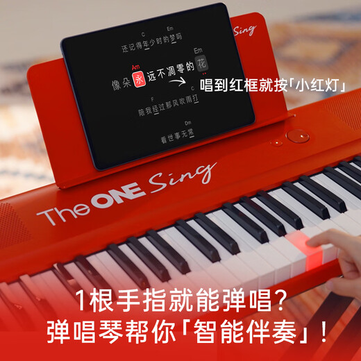 The ONE郎朗代言弹唱琴Sing自动挡智能钢琴初学者成年人61键便携式 红色