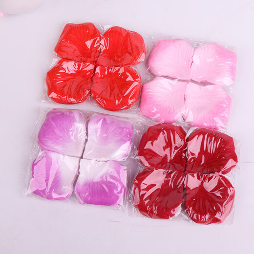 First praise the artificial rose petals for wedding confession decoration, hand-spreading flowers for Valentine's Day proposal, making romantic wedding room decoration supplies, gradient pink artificial petals (2 packs of about 200 pieces)