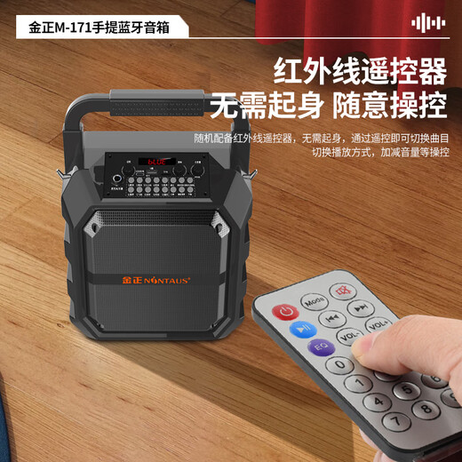 金正M171户外音响蓝牙音箱便携式大音量广场舞音响功放一体机家用ktv唱歌小型k歌麦克风手提摆摊低音炮 旗舰版【双支无线话筒】