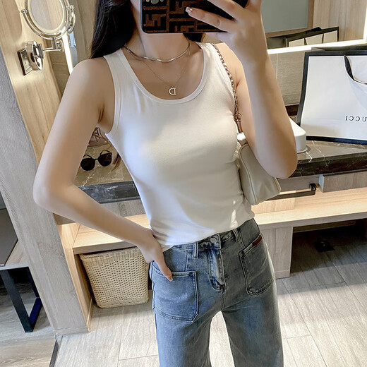 圆领吊带背心女春夏新款外穿遮副乳常规修身显瘦上衣运动无袖打底 烟灰色 L 【96-106斤】
