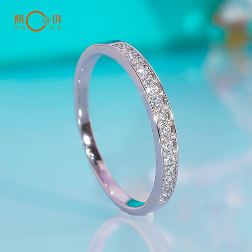 Guanpuge Fat Donglai same style pt950 platinum moissanite row diamond ring PT950 mini version half diamond row ring simple and fashionable No. 8