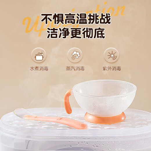 Luck Wing Ala afortunada de calidad alemana Suplemento para bebés Tazón para niños Cope de tazón de arroz Conjunto de silicona recién nacido alimentación de agua de 2 piezas + cuchara suave de silicona - naranja