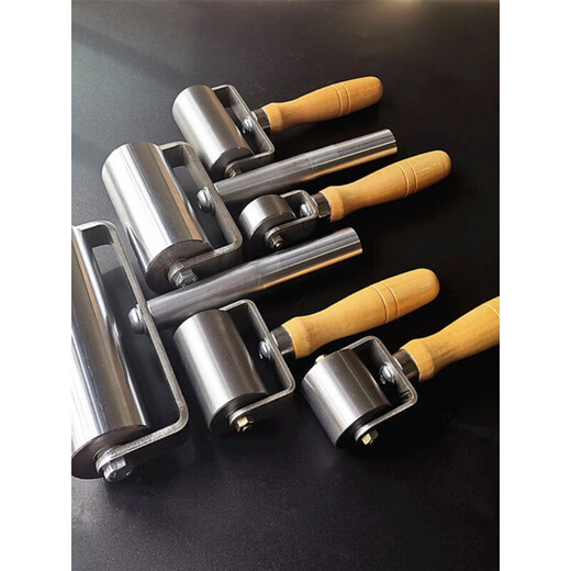 XMSJ Roule de presse en acier inoxydable Double roulement à rouleau solide Rouleau étanche en cuir en cuir en cuir en fer à rouleau d'autocollant autocollère d'échappement 5 cm Roue de presse en acier inoxydable (environ 695 grammes de poignée métallique D4