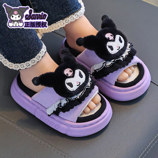 Sanrio spring and autumn children's linen slippers for boys and girls Kuromi parent-child breathable cotton and linen indoor children's floor slippers light pink Hello Kitty (upgraded environmentally friendly material) 12 32/33 size (shoe length 19CM suitable for feet 18