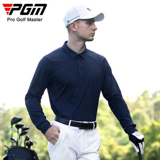 
PGM golf clothing men's long-sleeved T-shirt autumn and winter sports fall shoulder top stretch polo shirt YF761-Nakura M