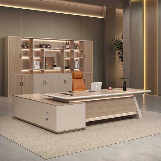 Litang high-end lacquered office desk boss table light luxury desk simple modern high-end manager office president table 2.0 meters boss table + chair