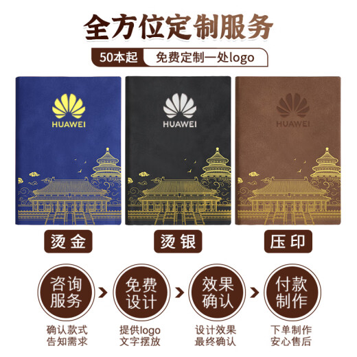
Jiaranheng 5 packages of business sheepba leather notebooks, high-looking notepads, conference record book, thickened diary work log stationery customization A5/120 pictures 240 pages