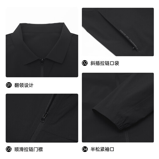 Lilang three-proof jacket men's coat thin spring 25 commuter business casual anti-fouling windproof men's executive jacket black (lapel style) G5CFY0031Y XL 175/92A