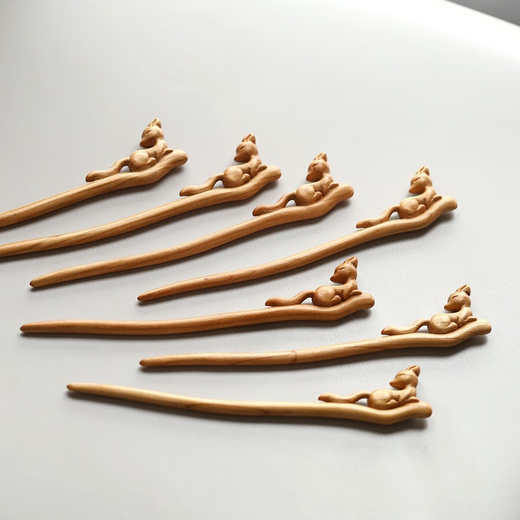 Meng Junchen, Little Fox, New Chinese Style Hairpin, Peach Wood, Daily Versatility, Ancient Style Little Daji Girl Hairpin Cheongsam, Little Fox Fairy, Peach Wood
