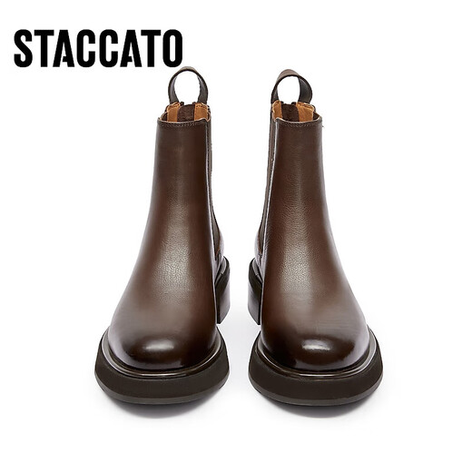 STACCATO new winter style British style Chelsea boots short boots thick heel fashion boots women's boots D9930DD3 pine brown (velvet) 38