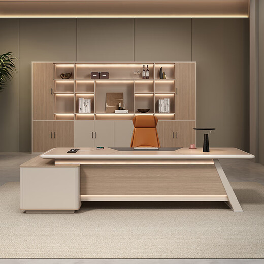 Litang high-end lacquered office desk boss table light luxury desk simple modern high-end manager office president table 2.0 meters boss table + chair