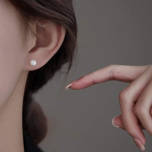 Xinshe 999 sterling silver frosted earrings for women, anti-clogging ear piercing earrings, washable and sleep-free, ear bone nails, simple and high-end earrings, 999 pure silver earrings, one pair
