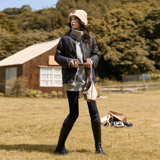 Demana 90 velvet elegant and light down winter new loose diamond pattern simple plus velvet thickened short down jacket for women