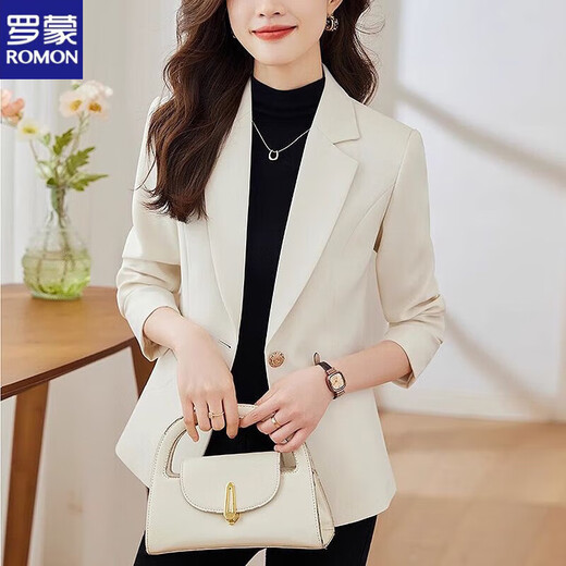 ROMON Western Style Suit Jacket Women's 2026 New Spring and Autumn Temperament Top Slim Fit Casual Small Suit Brown Spring Summer Single Layer M Reference Recommendation 110-120 Jin Jin is equal to 0.5 kg