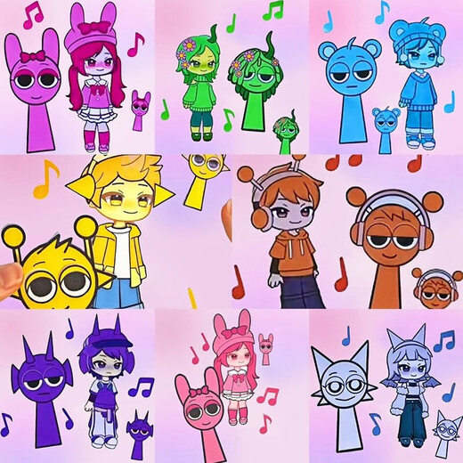 Magische Bohnen Live Rhythm Box Sticker Ruhiges Buch Mädchen DIY Fun Dress-up handgefertigtes Material Puzzle Spielzeug Handbuch Unzippiertes Rhythmus B Style Free Put Quiet Book + 8 Face-Changing-Aufkleber
