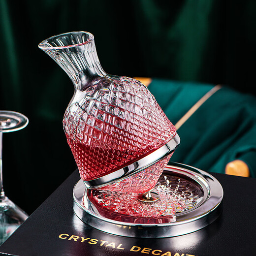 Duowei New Year's Decanter Red Wine Cup Crystal Glass Quick Spin Tumbler Set Home Silver 1.5L + 2 Red and Black Bow Ties 720ml