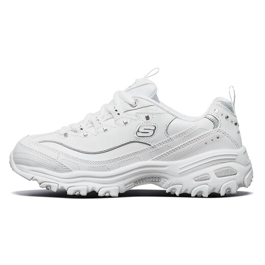 Skechers Chaussures féminines automne et hiver 2025 Nouvelles chaussures de panda en cuir épaisse semelles accordées papa chaussures blanches Sneakers décontractés non glissés 11979-WSL 35