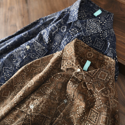 Trabajo estadounidense Camisa Flowe Flowe Flower Flower Literario Retro Retro Británica Nicho de miele de manga larga Tendencia azul marino 9717-cph 3xl [sugerido 160-180Jin [Jin equivale a 0.5 kg]]]