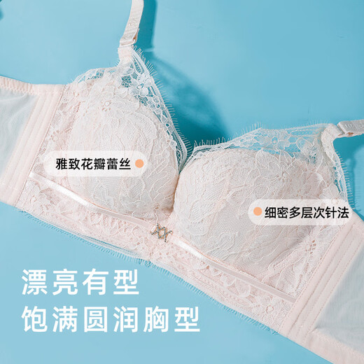 夏.娃.之.秀蕾丝内衣女小胸聚拢显大文胸罩软支撑上托薄B罩杯防下垂bra3927 肤色 80B /36B(薄杯约1CM)