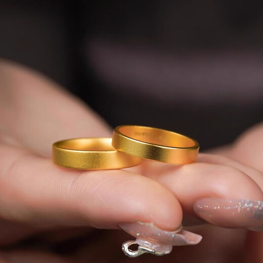 Kuang Yi Shuibei gold safe and sound ring 999 pure gold covered with silver ancient method ring ring for men and women couples safe and sound ring 1 gram of gold thickened version No. 24