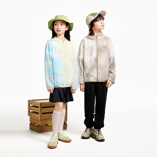 Annil children's clothing boys and girls sun protection jacket 2025 new summer outdoor light and cool waterproof hooded yellow blue flower 110