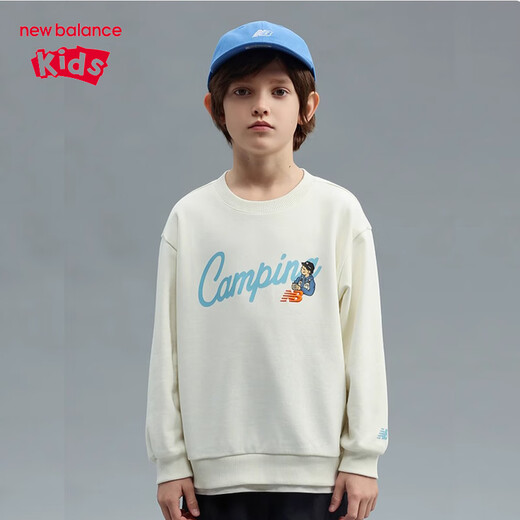 newbalance nb children's clothing 25 years spring new products for men, women and children versatile casual long-sleeved round neck pullover sweatshirt 7ZF12043 7ZF12043-BK black 120 cm