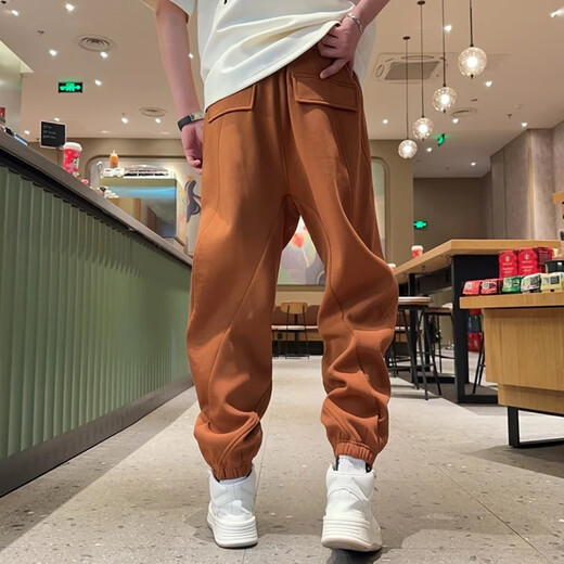 Kuraishi Kazuki 2025 Autumn and Winter New Men's Sweatpants Versatile Loose Solid Color Leg Sweatpants Trendy Embroidered Slim Casual Pants Red Regular XL 150-170Jin Jin is equal to 0.5 kg