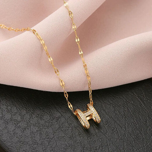 GIOIO Swarovski zirconium non-fading h letter necklace for women 18k gold light luxury niche 2025 new style same style