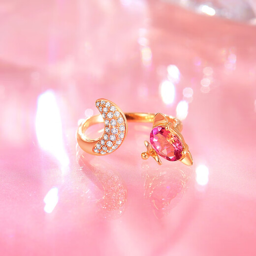 Meluxe 18K Gold Color Girl Ring Turmaline Ring Diamond Style Geburtstagsgeschenk für Freundin [R15780] Turmalin ungefähr 60 Minuten