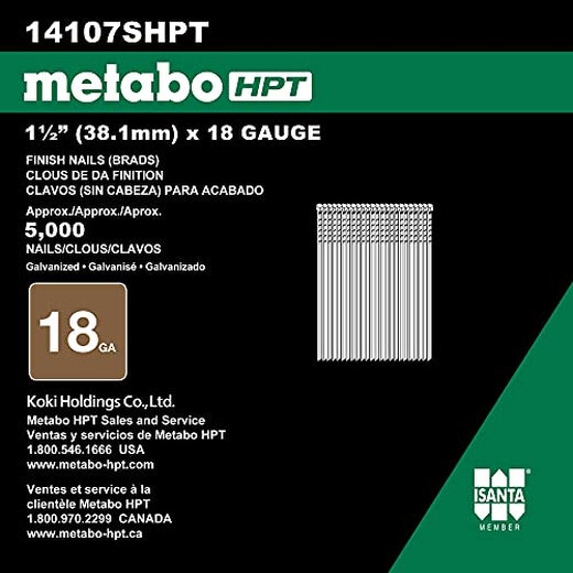 Metabo HPT 11/2 inch No. 18 polished nails 5 000 14107SHPT