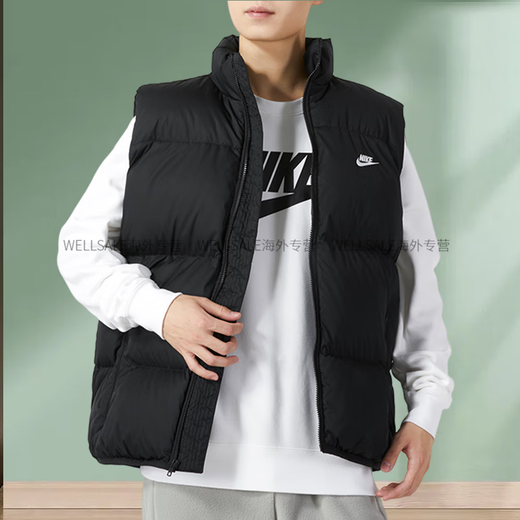 Nike (NIKE) Neue Daunenweste, dick, für Herren, winddicht, warm, lässig, Top, Sportweste, trendig, FB8184, Schwarz_FB7374-010, dicke Baumwolljacke, S, empfohlen 100–120Jin Jin entspricht 0,5 kg