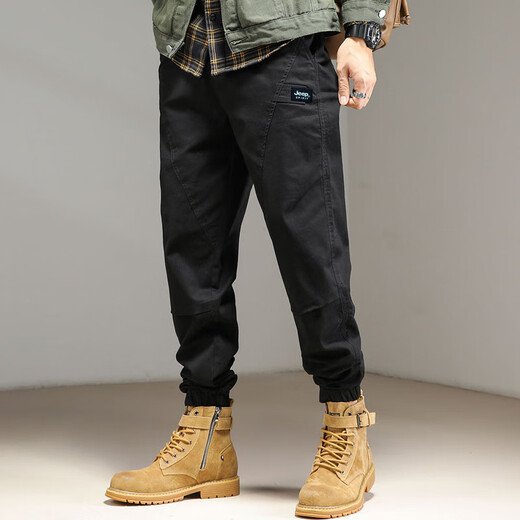 JEEP SPIRIT Jeep Overalls Men's Autumn and Winter Sports Leg Pants Men's Casual Men's Pants Black XL