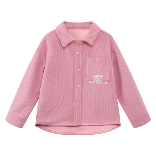 Zuoxi Girls' Shirt Plus Velvet Children's Retro Thickened 2025 New Girls' Polar Fleece Thermal Shirt Pink 140